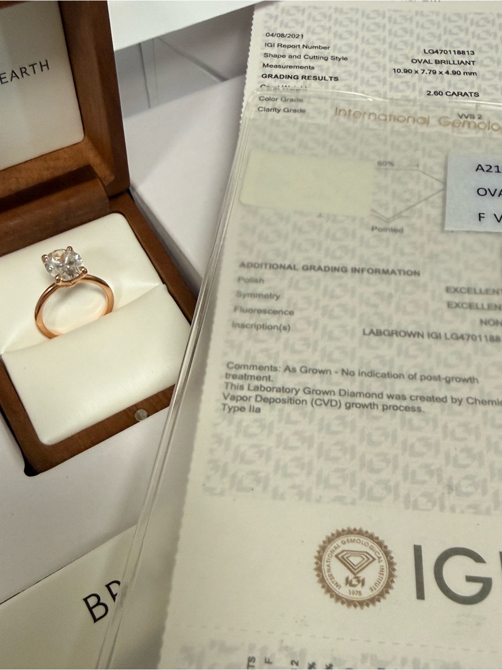 Brilliant Earth Rose Gold Oval lab grown diamond Engagement Ring - Picture 11 of 12